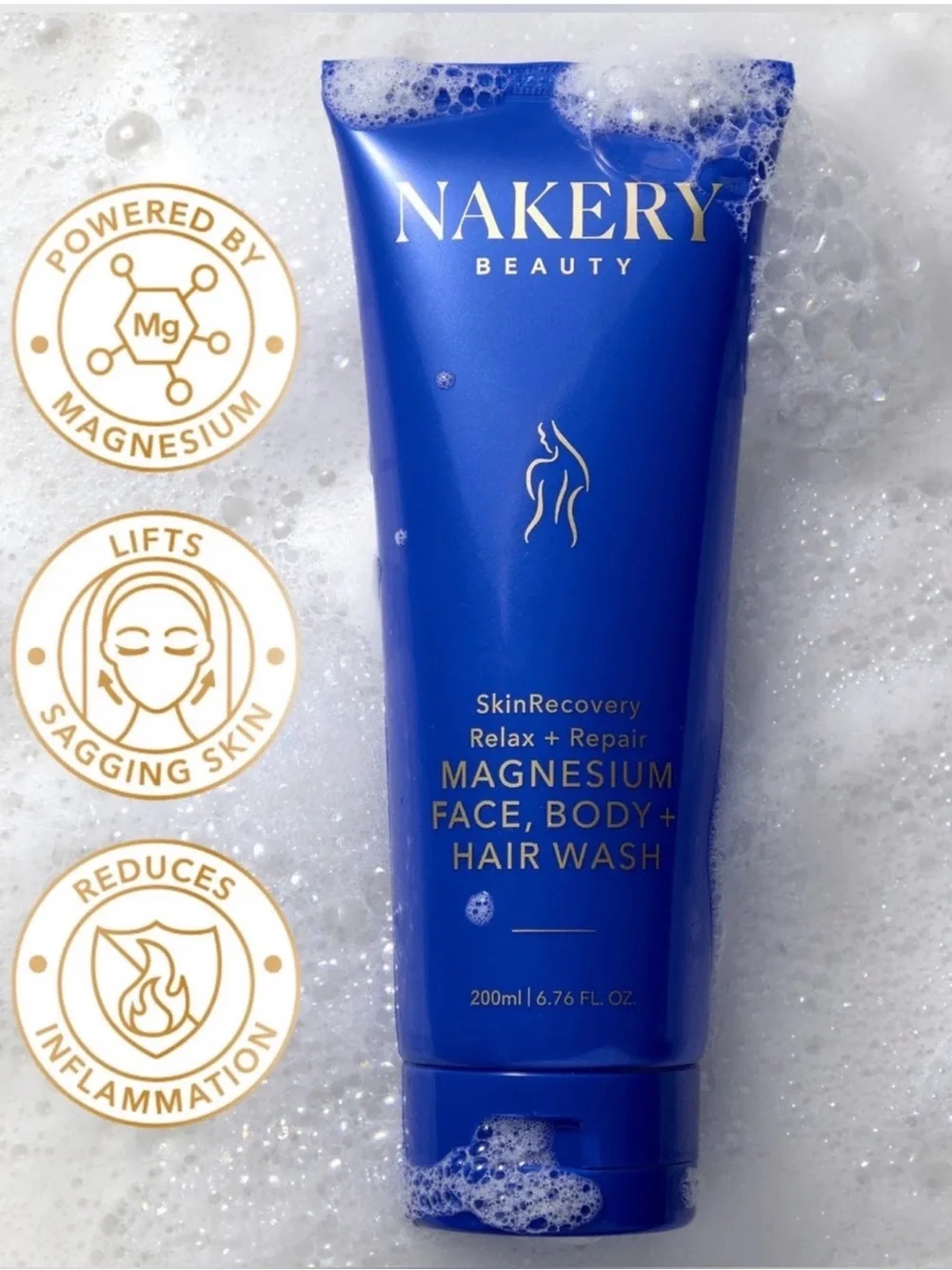Nakery Beauty Set Magnesium Face, Body & Hair Wash + SkinFirm Serum NEW